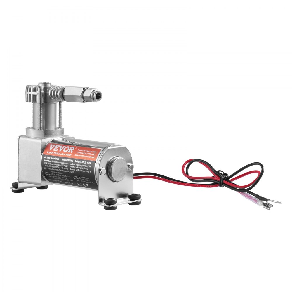 Zestaw amortyzatorów pneumatycznych VEVOR 12 V 100 PSI do pokładowego systemu sprężarek powietrza, zestaw sprężarek zawieszenia pneumatycznego z systemem jednokanałowym, manometrem i przewodem pneumatycznym do ciężarówek i furgonetek