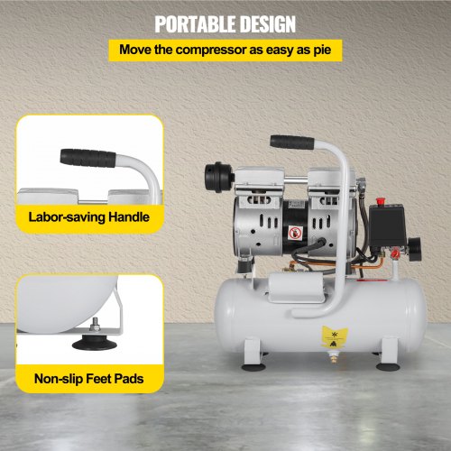 Whisper Compressor Bezolejowa sprężarka powietrza Kocioł sprężonego powietrza 9L Cichy