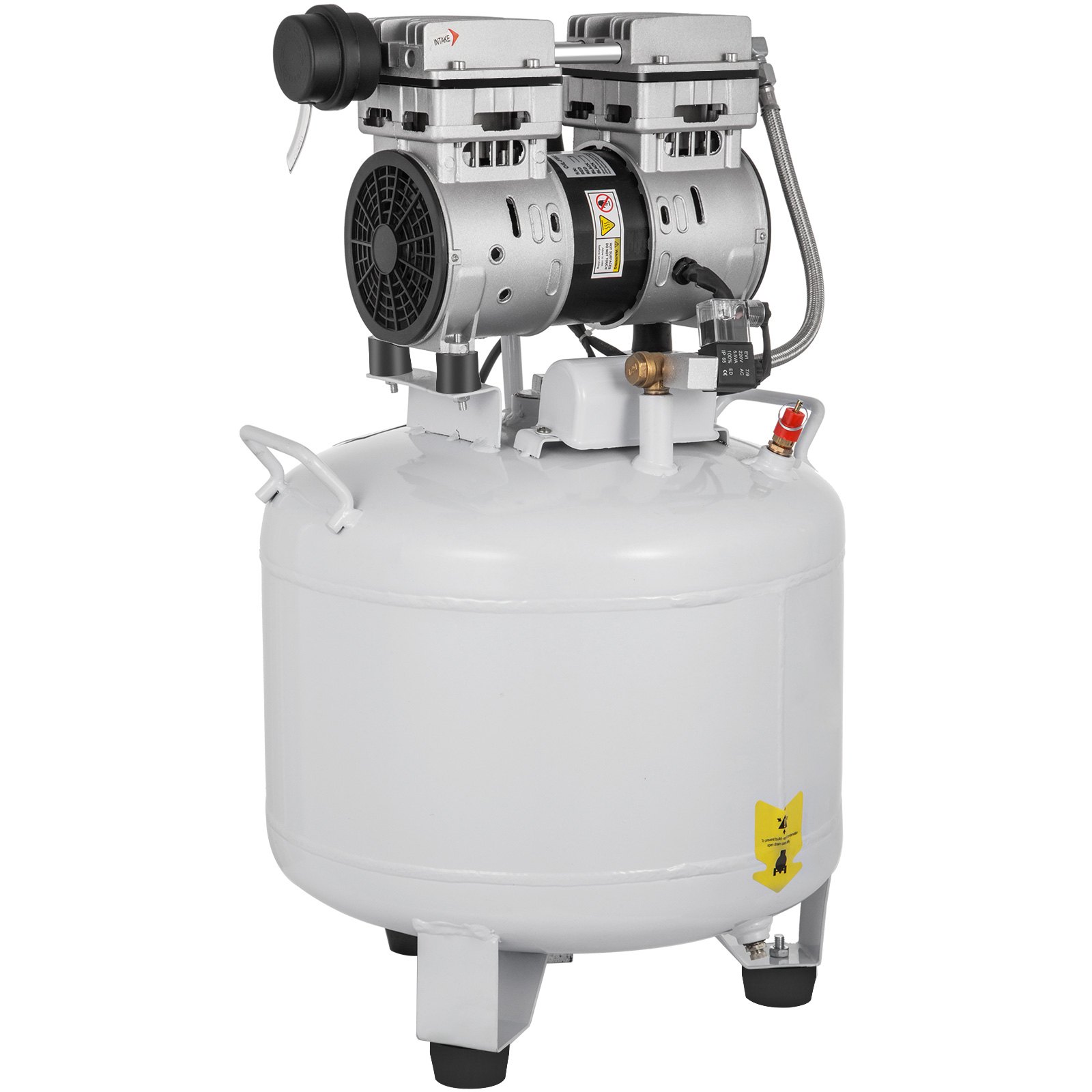 VEVOR Ultra Cicha Bezolejowa Sprężarka Powietrza 8,8 Galona, Cicha Sprężarka, 850 W Sprężarka Powietrza, Mniej Hałasu 48 dB, Pionowa Bezolejowa Przenośna Sprężarka Powietrza