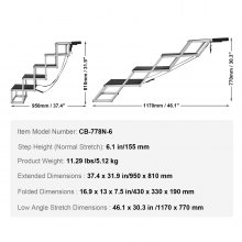 VEVOR rampa dla psa rampa dla psa rampa dla psa składane schody schody dla zwierząt 5 stopni 68 kg