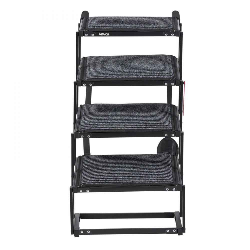 VEVOR Dog Stairs for Car, 4 Steps Extra Wide Foldable Dog Ramp for Large Dogs with Non-Slip Rug Surface, Portable Lightweight Pet Ladder for Car, SUV, Truck, High Beds, Sofas, Support up to 91 kg