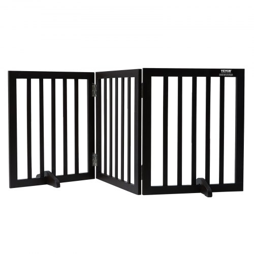 VEVOR Wolnostojąca Bramka dla Psa, Bramka dla Zwierząt, Bramka zabezpieczająca Drzwi 508 x 610 mm, 3-panelowa składana bramka dla psa do szerokich i wąskich przejść, Rozkładana składana barierka dla psa, Brązowa bramka schodowa