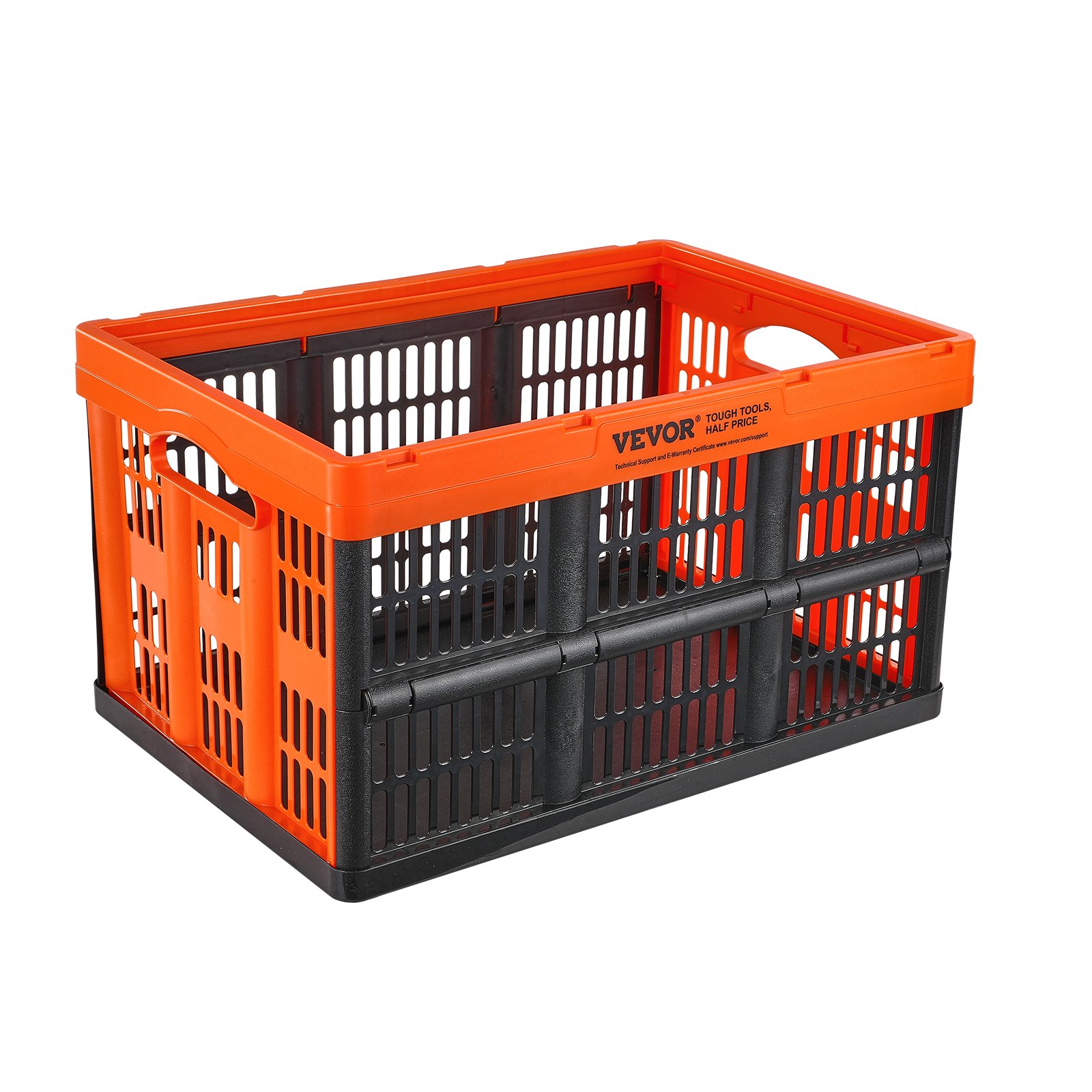 VEVOR 3-piece set 45L professional folding box made of PP transport box foldable storage box with handle stackable crates storage box folding boxes stackable boxes for storage & transport orange