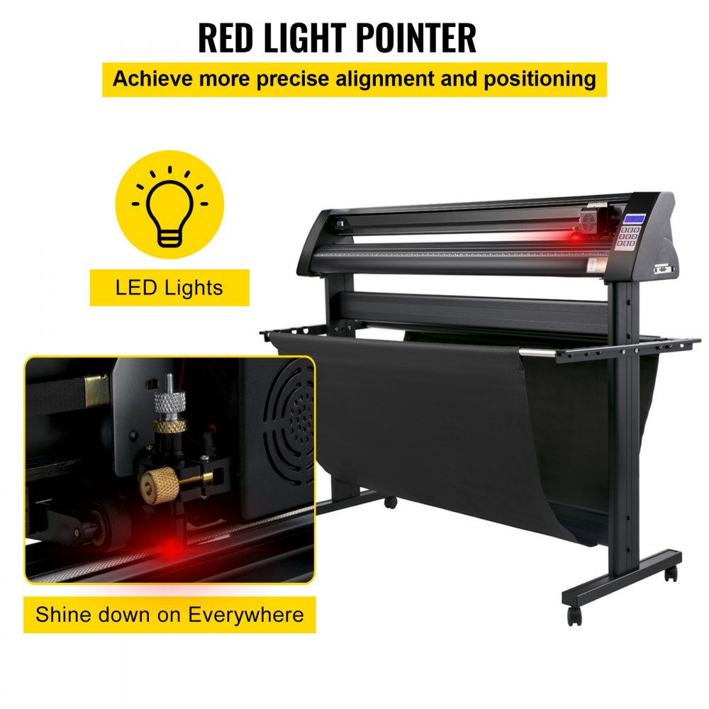 VEVOR Vinyl Cutting Plotter, Max. Paper Feed 1350 mm, Foil Cutter, Max. Cutting Width 1260 mm, Plotter Cutting Speed ​​800 mm/s, Semi-automatic, Signmaster, Windows compatible, LCD display