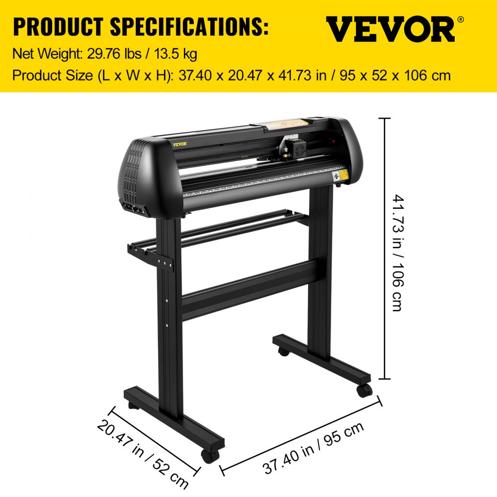 VEVOR Ploter Tnący do Winylu Ploter Tnący 720 mm z Oprogramowaniem SignMaster, Precyzyjna Maszyna do Cięcia Winylu Panel Cyfrowy LED Interfejs USB i COM Pięć Rolek do Kreślenia Cięcia
