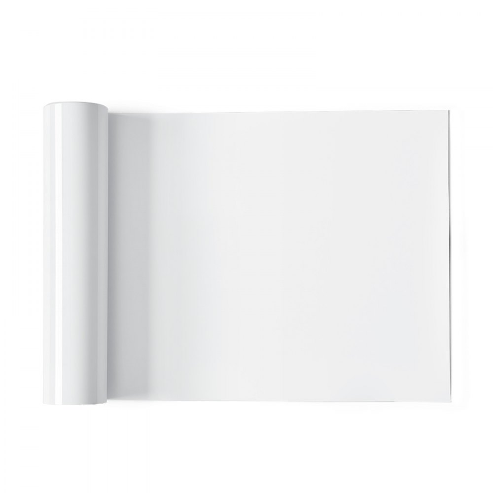 Folia winylowa termotransferowa VEVOR (304,8 x 15240 mm), błyszcząca, biała, rolka folii HTV do prasowania, kompatybilna z maszynami tnącymi, do różnych materiałów: koszulek, poduszek, czapek