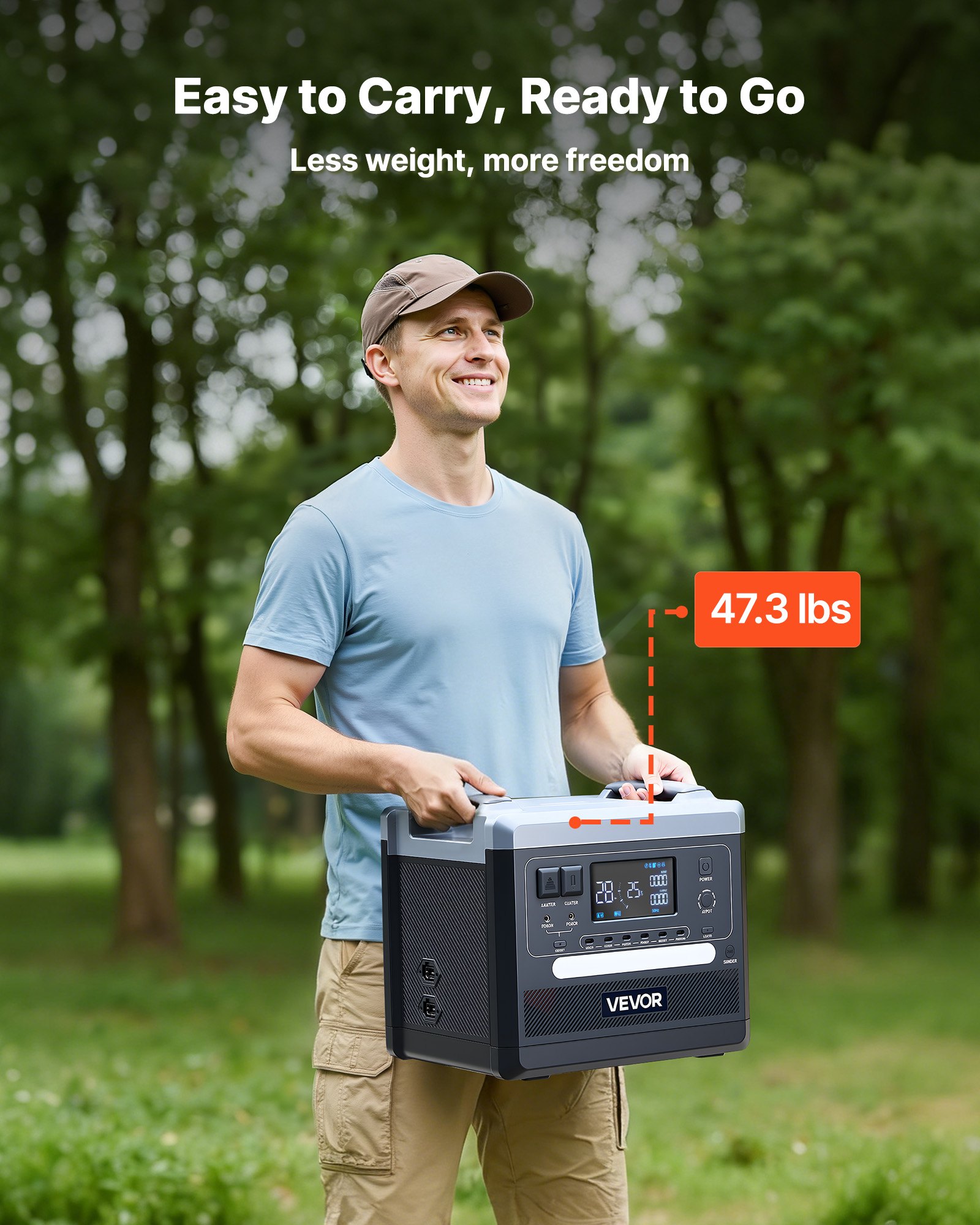 VEVOR Przenośna elektrownia, generator słoneczny o mocy 2400 W i pojemności 2160 Wh z 10 wyjściami i regulowaną mocą wejściową, rozszerzalny akumulator LiFePO4 do użytku w domu, na kempingu i w kamperze (panel słoneczny NIE jest dołączony)