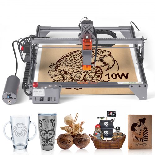 Grawerka laserowa VEVOR 10 W Urządzenie grawerujące 40x40 cm Obszar roboczy Grawer laserowy 455 ± 5 nm Laser z niebieskim światłem 10 000