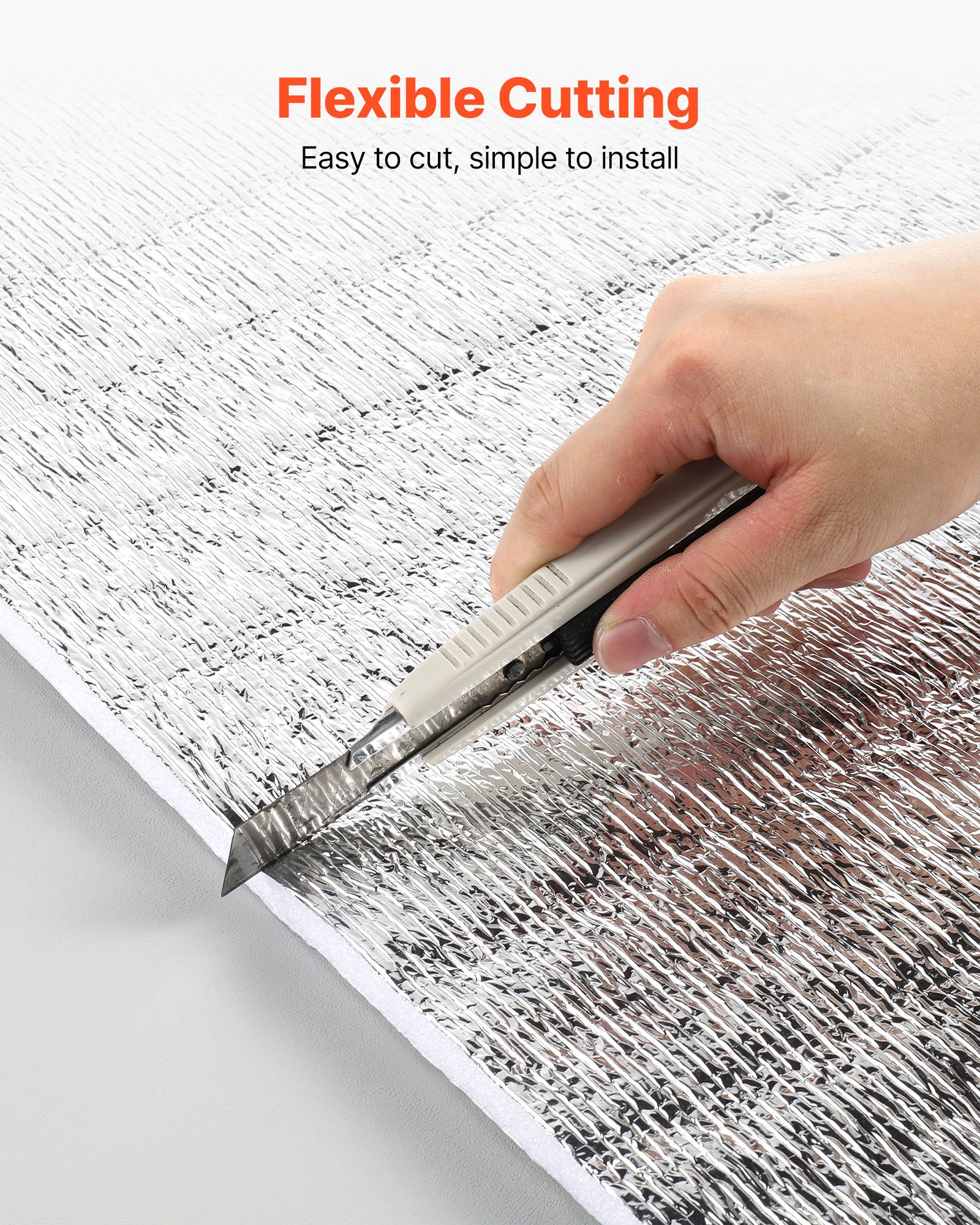 Folia izolacyjna VEVOR, zestaw termoizolacyjny, folia odblaskowa 6 mm, 61 cm x 5,5 m, 4 rolki aluminiowej folii ochronnej z rdzeniem z pianki EPE, biała folia PE, osłona termiczna do bram garażowych