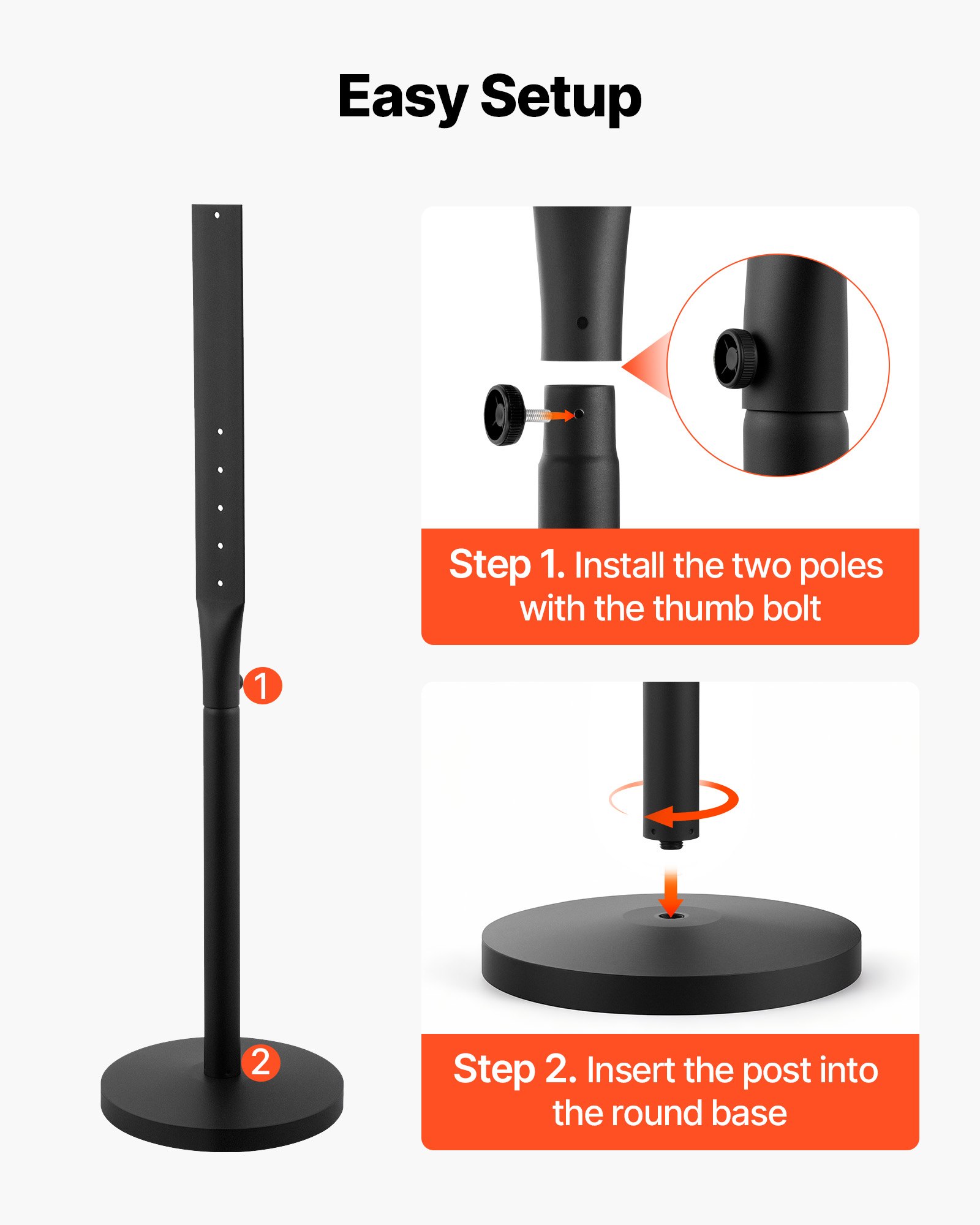 VEVOR Przenośny znak drogowy o wysokości 123 cm, stojak na plakaty z żeliwną podstawą, odporny na wiatr, ekspozytor plakatów na parkingi wewnętrzne i zewnętrzne, znaki ostrzegawcze i informacyjne, czarny
