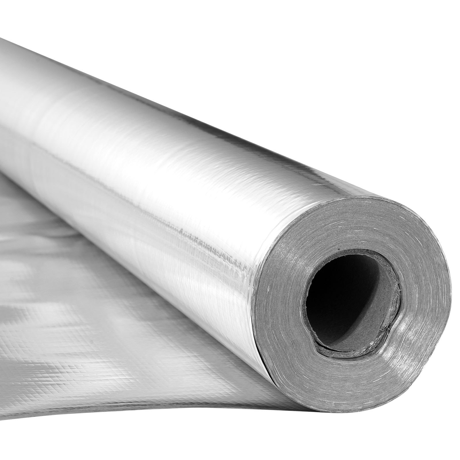 Folia izolacyjna VEVOR, folia izolacyjna z tkaniny nieperforowanej, folia odblaskowa 0,15 mm, 38,1 m x 122 cm, dwustronna ochrona przed odbiciem ciepła, wykonana z folii aluminiowej, rolka termoizolacyjna do dachów okiennych