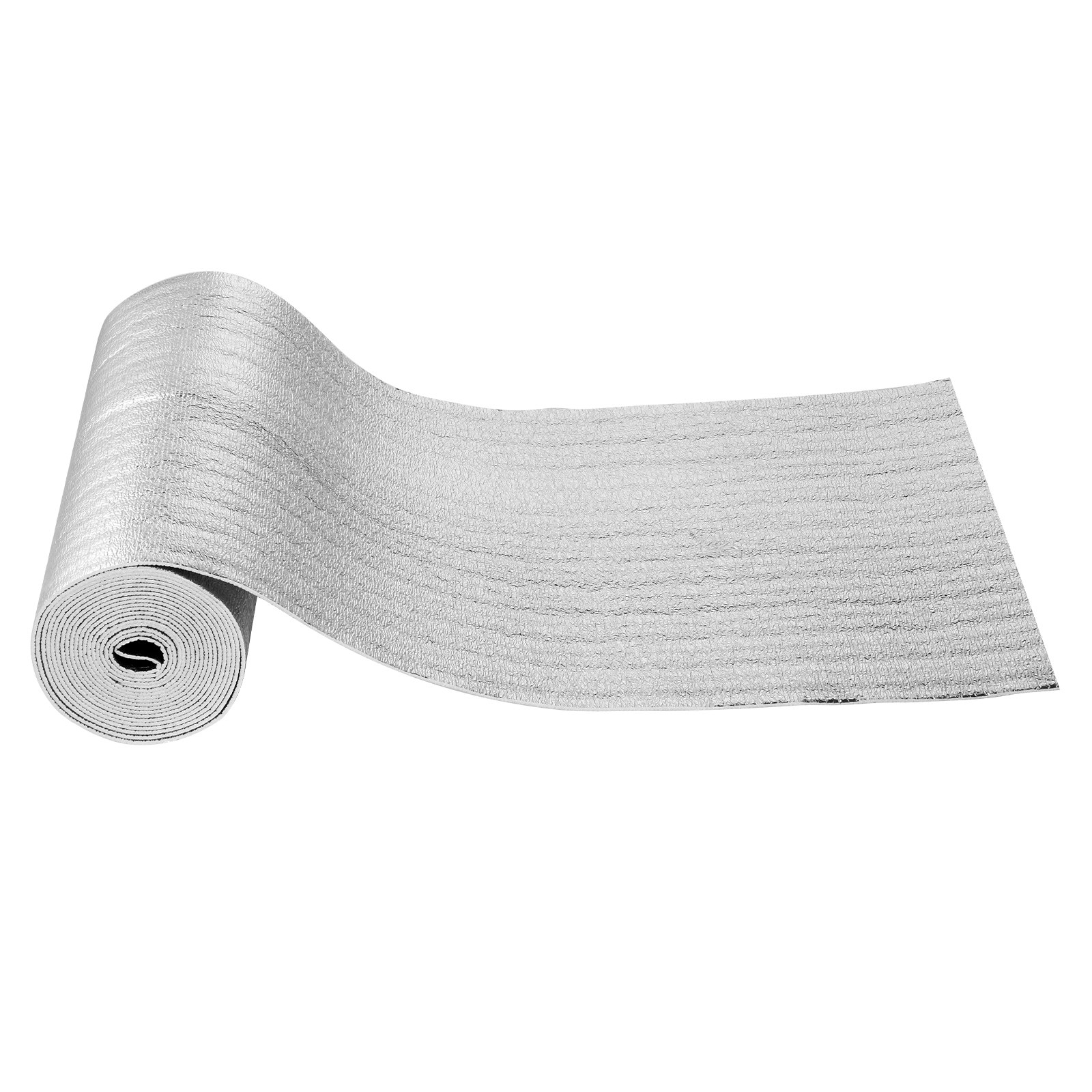 VEVOR Podwójnie odblaskowa izolacja w rolce, 3,2 mm piankowa bariera przeciw promieniowaniu cieplnemu, 24" x 25 stóp, dwustronna osłona odbijająca ciepło wykonana z folii aluminiowej i pianki EPE, termoizolacyjna izolacja w rolce do okien i dachów pojazdów kempingowych