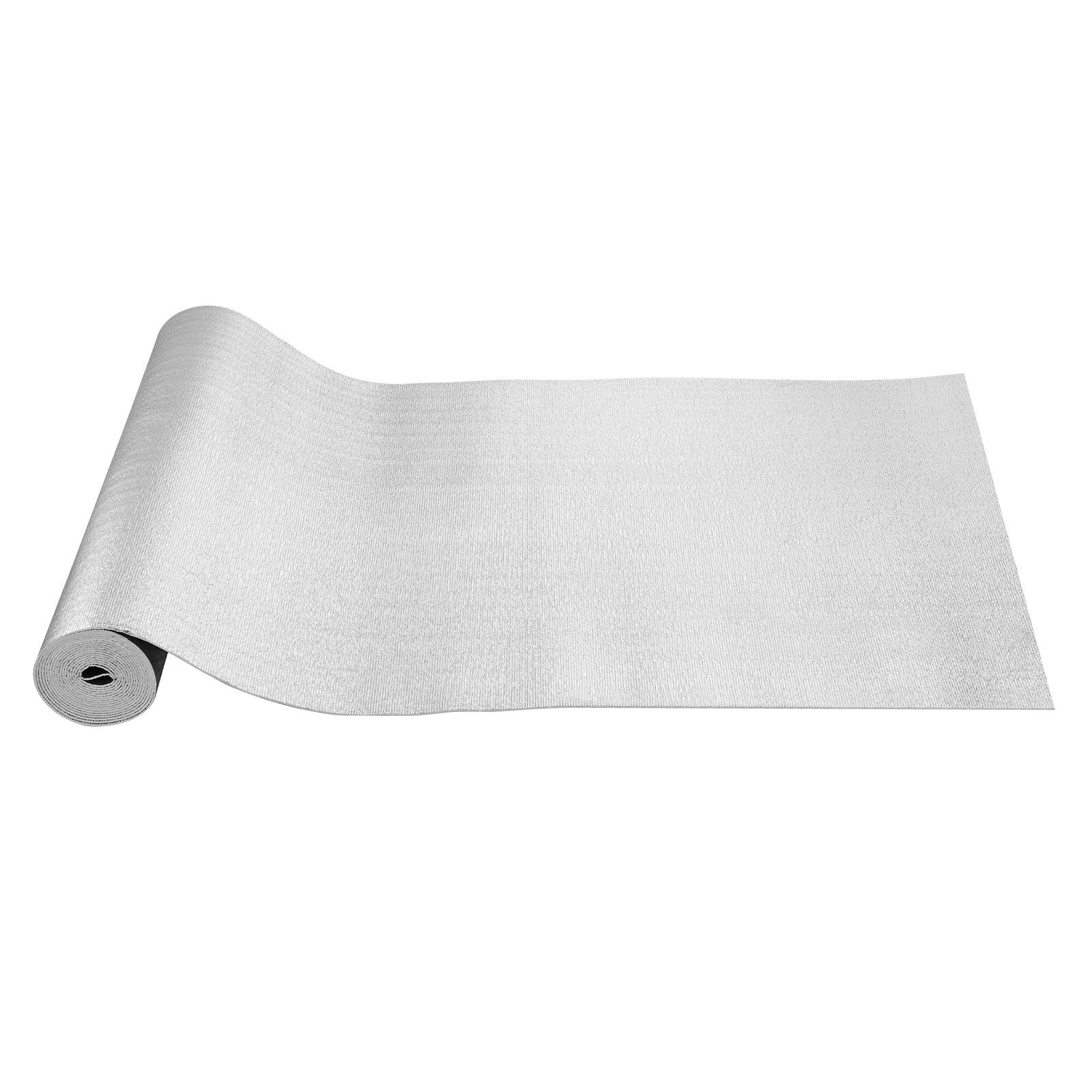 VEVOR Podwójnie odblaskowa izolacja w rolce, 3,2 mm piankowa bariera przeciw promieniowaniu cieplnemu, 48" x 10 stóp, dwustronna osłona odbijająca ciepło wykonana z folii aluminiowej i pianki EPE, termoizolacyjna izolacja w rolce do okien i dachów pojazdów kempingowych