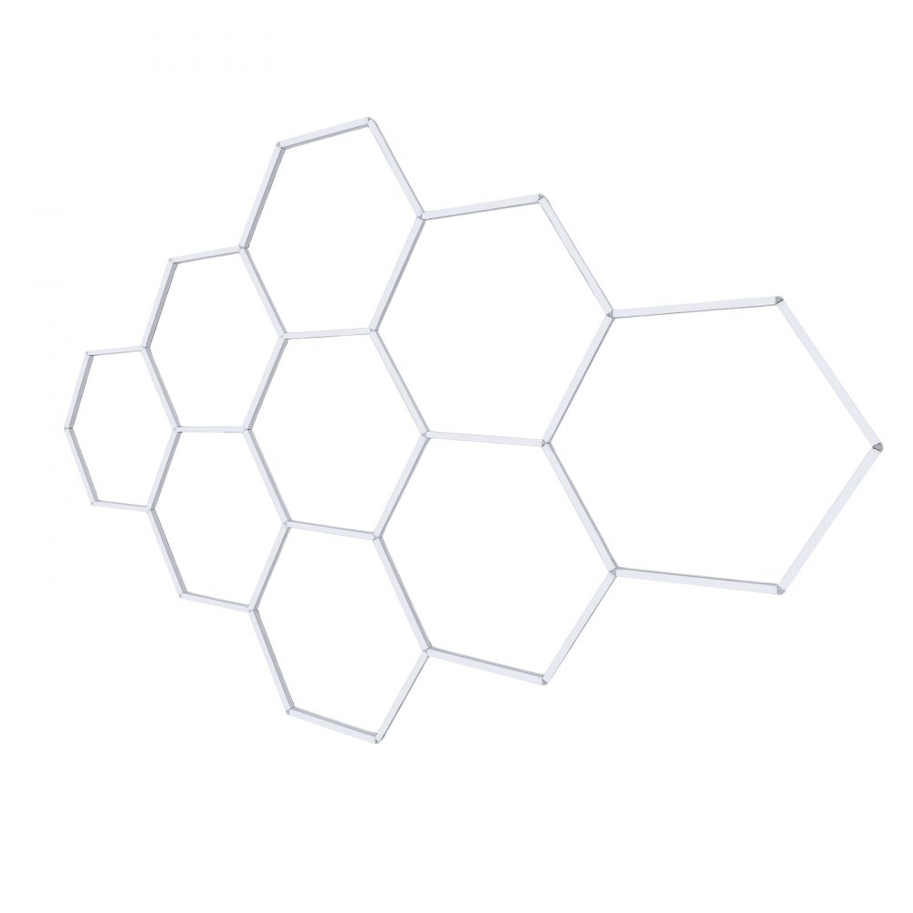 VEVOR Lampa garażowa LED Hexagon 456 W 54 720 lm 6500 K Montaż sufitowy Idealna do siłowni, salonów fryzjerskich, showroomów i sklepów, Elastyczna konstrukcja z zatrzaskowym połączeniem, Wytrzymały materiał PC