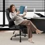 VEVOR Fotel biurowy obrotowy z wysokim oparciem i podparciem lędźwiowym oraz składanymi podłokietnikami, ergonomiczny fotel biurowy z regulacją nachylenia i wysokości, do pracy, nauki, gier