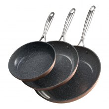VEVOR 3-częściowy zestaw patelni 20/27/30 cm, powłoka nieprzywierająca, szara