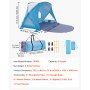 VEVOR Beach Shelter Parasol przeciwsłoneczny dla 6 osób, ochrona UPF 50+, przenośny namiot plażowy z torbą transportową i kotwami gruntowymi, wytrzymały parasol plażowy na kemping, wędkowanie, piknik, namiot przeciwsłoneczny