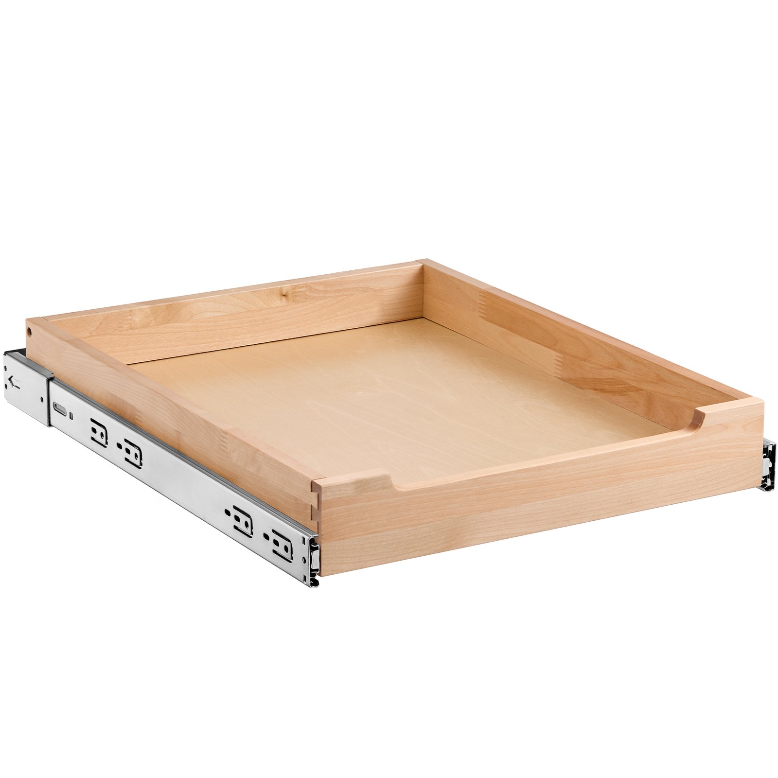 VEVOR Wysuwana półka do organizera do szafki (432 x 533 x 76 mm) z mechanizmem cichego zamykania, drewnianym dnem i bocznymi uchwytami do szuflady, do kuchni, spiżarni i łazienki