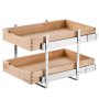 VEVOR Rozkładana, dwupoziomowa półka do szafki na ubrania z organizerem (315 x 533 x 76 mm) z mechanizmem cichego zamykania, drewnianym dnem i bocznymi uchwytami do szuflad, do kuchni i łazienki