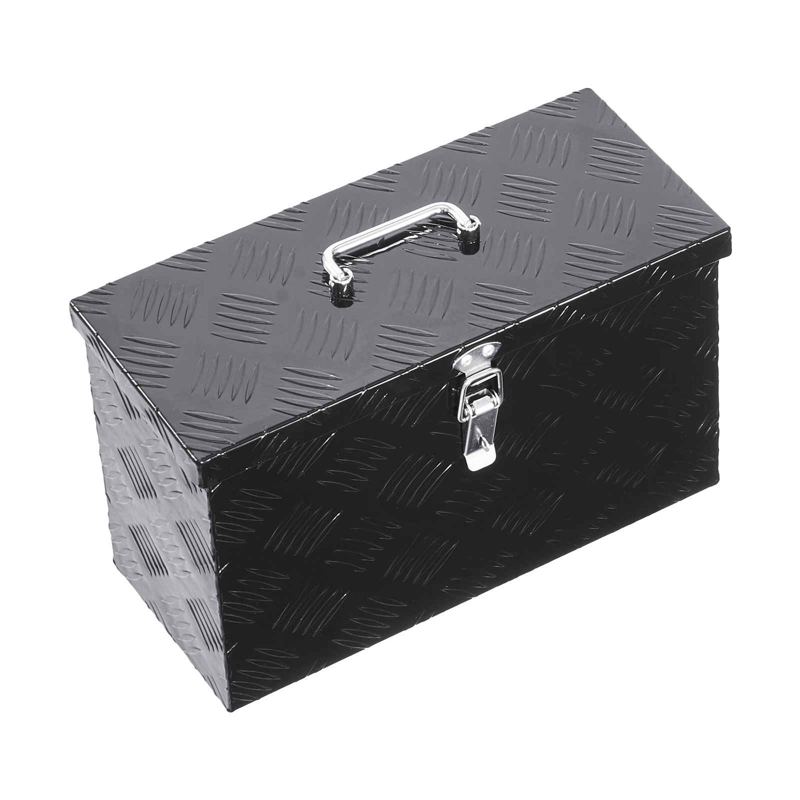 Skrzynia narzędziowa VEVOR z wytrzymałego aluminium do przyczepy ciężarowej, w paski (406 x 190 x 254 mm) z uchwytem bocznym i górnym, organizer do przechowywania przyczepy kempingowej, czarna