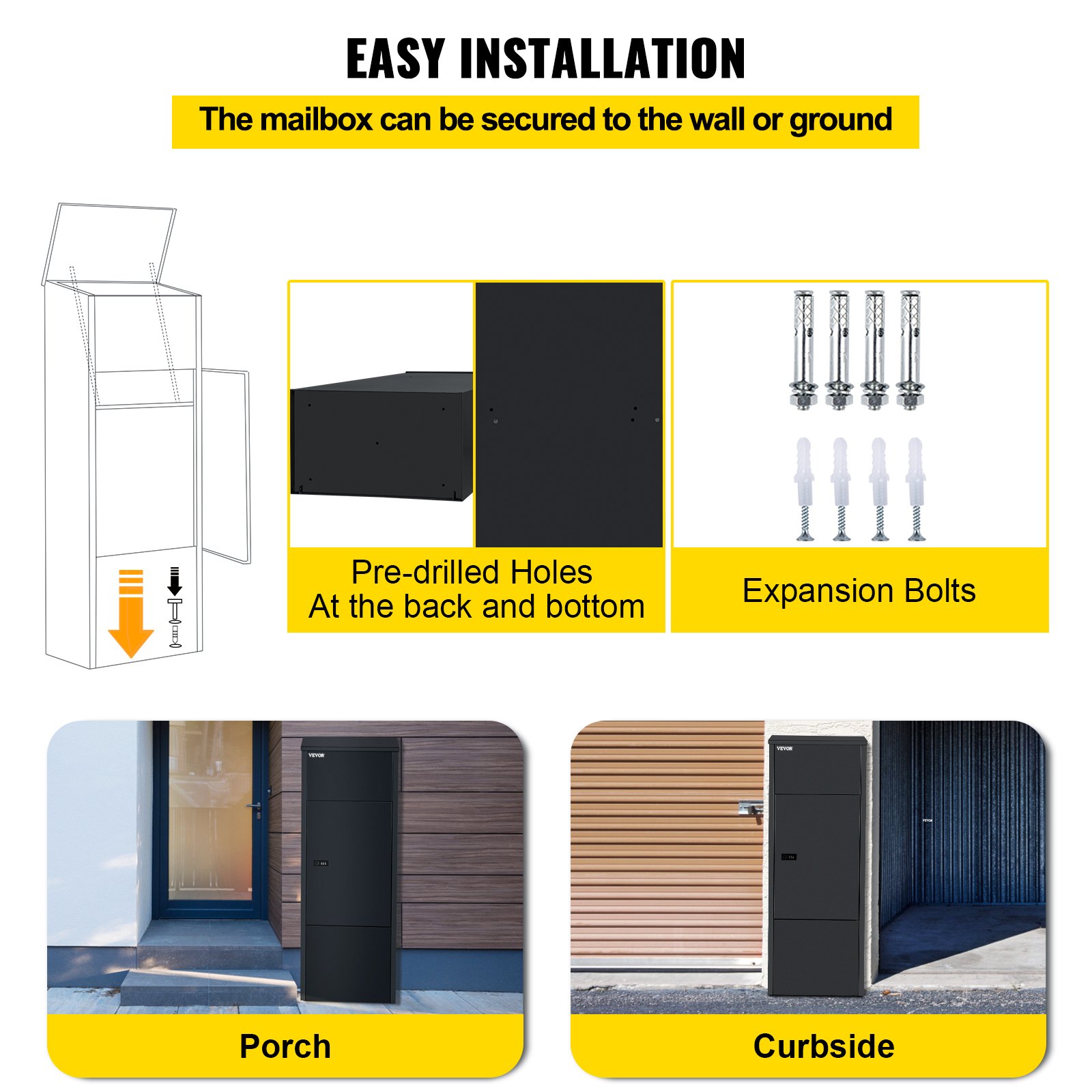 Skrzynka pocztowa VEVOR Skrzynka na listy Skrzynka na listy Skrzynka na listy Skrzynka na paczkę Skrzynka na paczkę 38x23x105cm