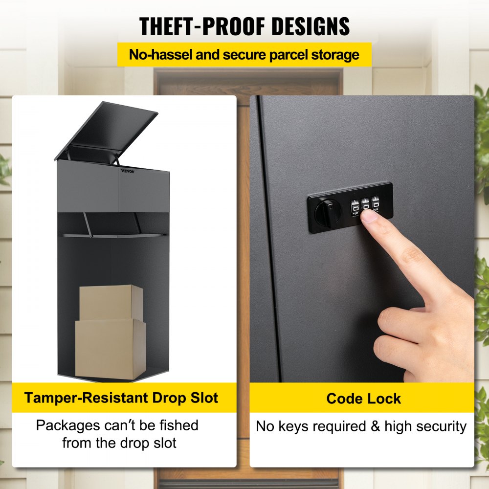 Skrzynka pocztowa VEVOR Skrzynka na listy Skrzynka na listy Paczka Skrzynka na listy Skrzynka pocztowa szara 38x23x105cm