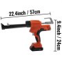 Pistolet do uszczelniania kiełbas VEVOR, 6500 N Pistolet do uszczelniania silikonem, bezprzewodowy pistolet do uszczelniania 10 uncji, 600 ml, 57 x 24 x 7,5 cm, wykonany z żelaza PA6, 5,1 kg, 20 V, do wypełniania pęknięć, szczelin, szkła, ceramiki