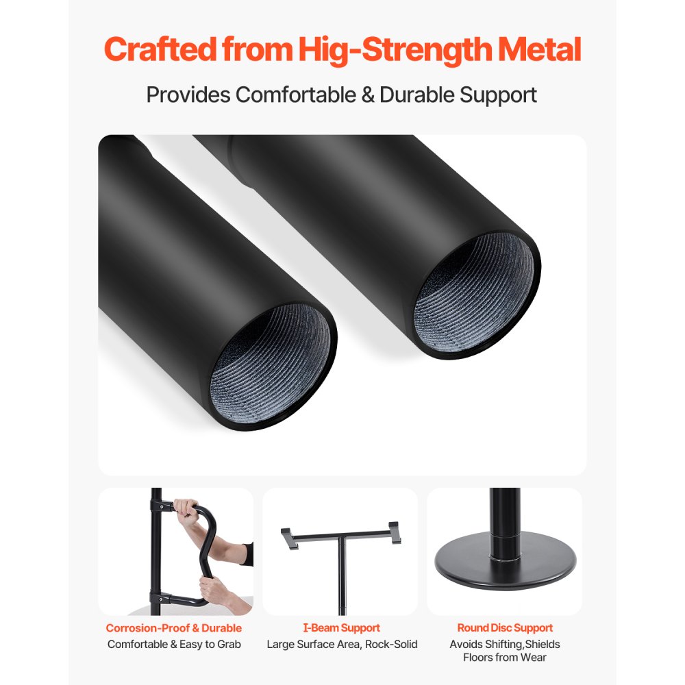 VEVOR Poręcz bezpieczeństwa sięgająca od podłogi do sufitu, poręcz łazienkowa z antypoślizgową, zakrzywioną rączką, udźwig 136 kg, dla osób starszych, do sufitów o wysokości od 214 do 305 cm, kolor czarny