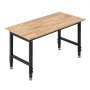 VEVOR Adjustable Workbench, 680 kg Capacity, 122 x 60 cm Oak Wood Top Workbench with 67-102 cm Height Adjustment, Heavy-Duty Hardwood Worktable for Garage, Workshop, Home, Office, Commercial