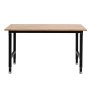 VEVOR Adjustable Workbench, 680 kg Capacity, 122 x 60 cm Oak Wood Top Workbench with 67-102 cm Height Adjustment, Heavy-Duty Hardwood Worktable for Garage, Workshop, Home, Office, Commercial