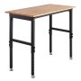 VEVOR Adjustable Workbench, 680 kg Capacity, 122 x 60 cm Oak Wood Top Workbench with 67-102 cm Height Adjustment, Heavy-Duty Hardwood Worktable for Garage, Workshop, Home, Office, Commercial