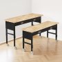 VEVOR 1524 mm Adjustable Workbench, 680 kg Load Capacity, Garage Workbench with Drawer, Power Outlet, Wheels, and Pegboard, Heavy Duty Oak Wood Top Work Table for Garage, Workshop, Office, and Home