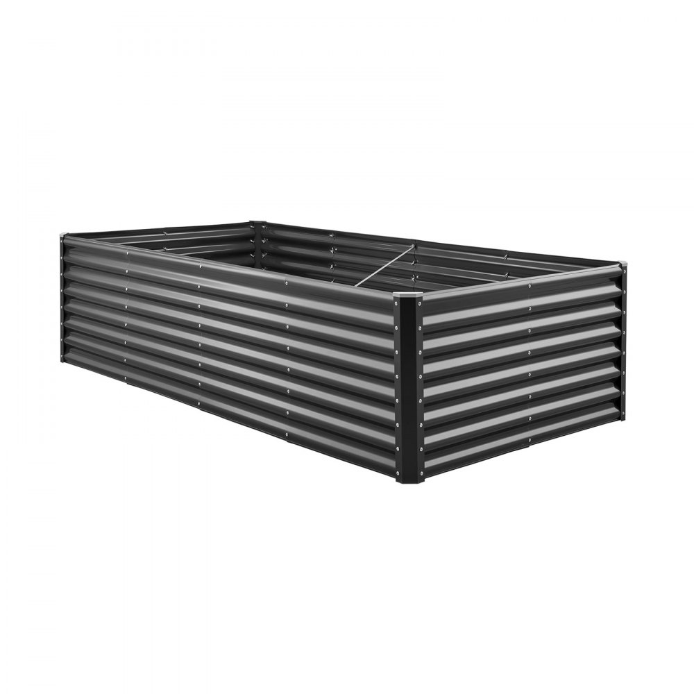 VEVOR Podwyższona grządka ogrodowa, metalowa, 2400x1200x600 mm, grządka do sadzenia, grządka warzywna, skrzynia na rośliny z otwartym dnem i zaokrąglonymi krawędziami, duża grządka kwiatowa, grządka ziołowa, idealna do warzyw, kwiatów, ziół i sukulentów