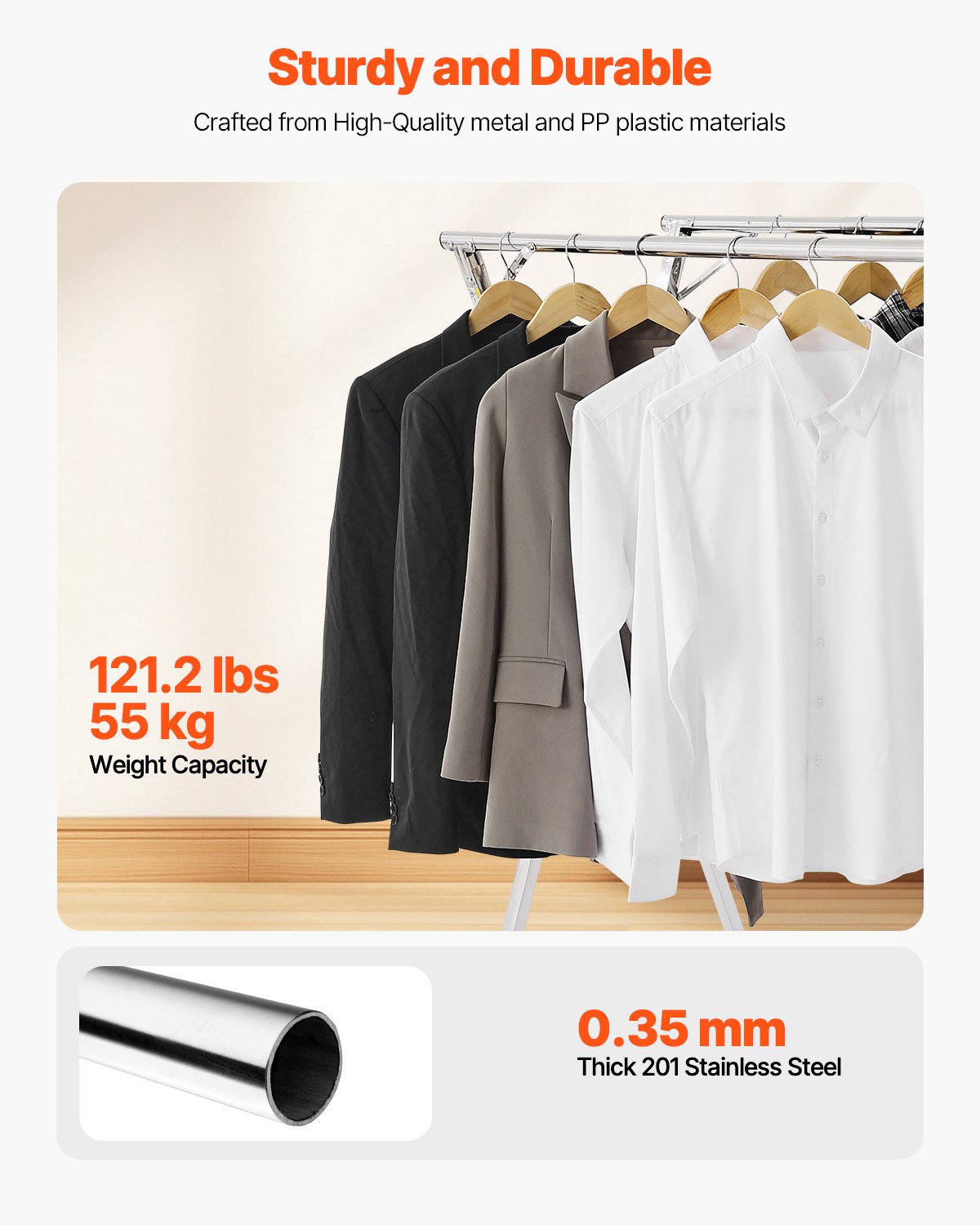 VEVOR 2-Tier Extendable Clothes Drying Rack (130-200 cm), Drying Rack with 30 Windproof Holes & 2 Shoe Hooks, Portable Clothes Hanger for Laundry Rooms, Balconies