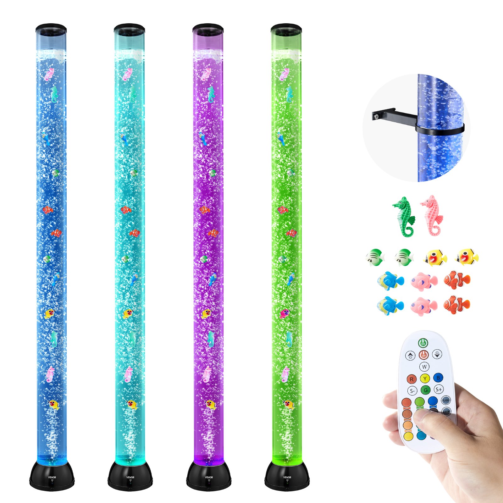 VEVOR Lampa akwariowa 10x Lampa lawowa z rybkami, światło nastrojowe, 150 cm, 16 efektów kolorystycznych