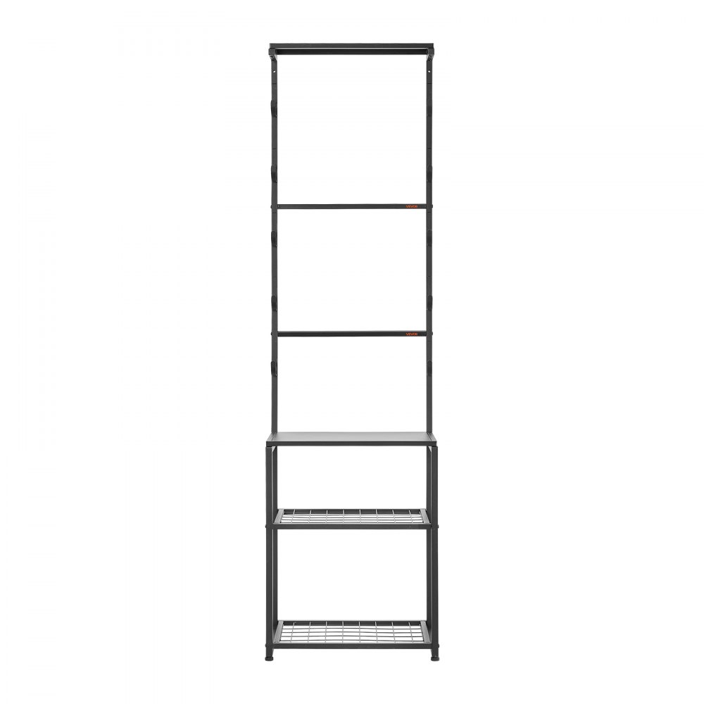 VEVOR Gun Rack, Floor Standing, Indoor Rifle Shotgun Rack Stand with Storage Shelf, for Wall Mount Gun Display Stand, Holds up to 5 Rifles, Heavy Duty Steel, for Home Garage Hunting Long Guns Storage