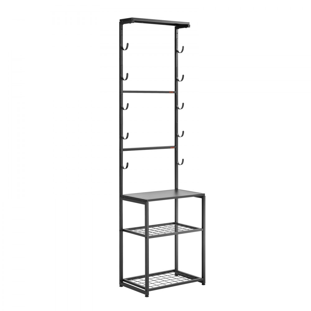 VEVOR Gun Rack, Floor Standing, Indoor Rifle Shotgun Rack Stand with Storage Shelf, for Wall Mount Gun Display Stand, Holds up to 5 Rifles, Heavy Duty Steel, for Home Garage Hunting Long Guns Storage