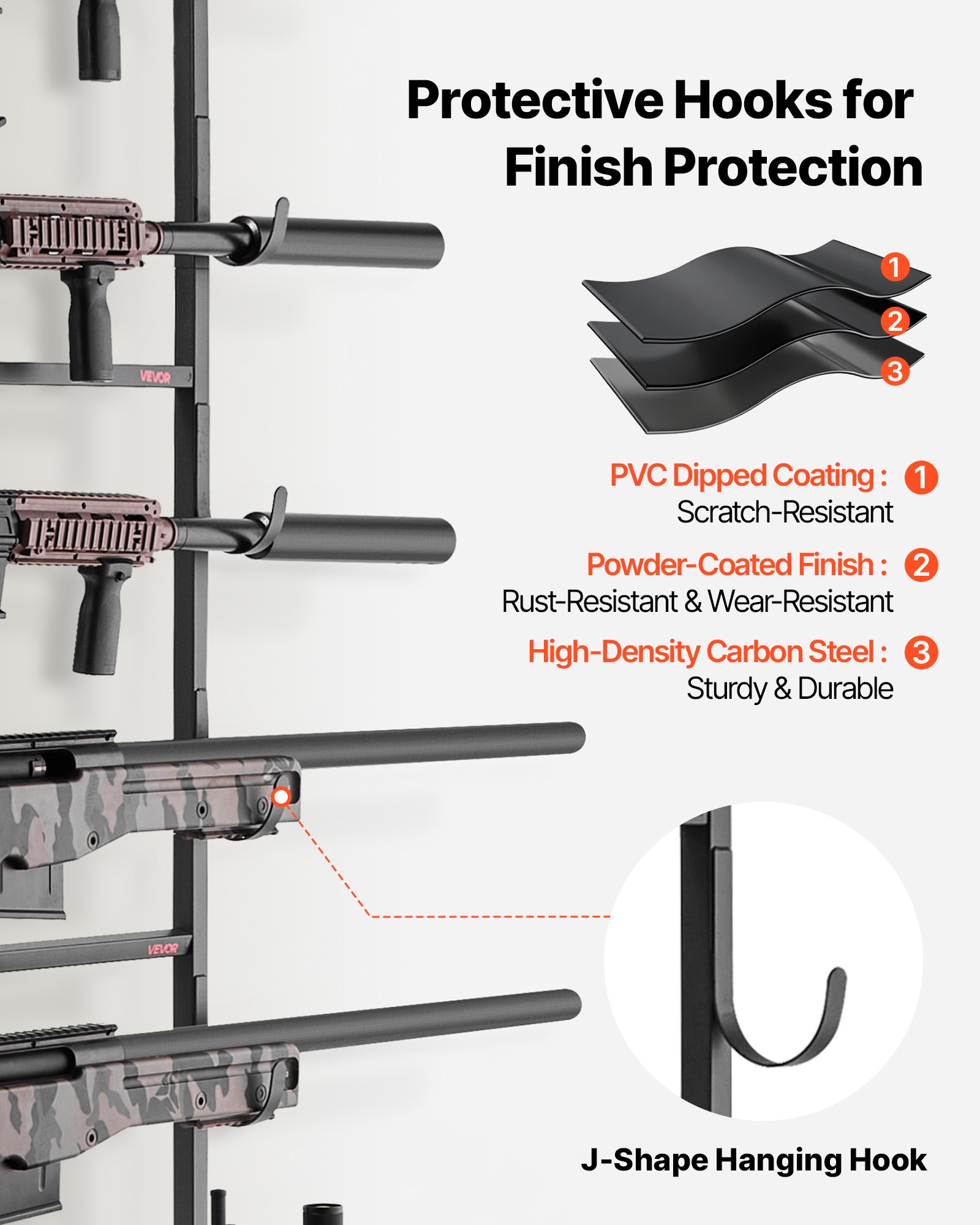 VEVOR Gun Rack, Floor Standing, Indoor Rifle Shotgun Rack Stand with Storage Shelf, for Wall Mount Gun Display Stand, Holds up to 5 Rifles, Heavy Duty Steel, for Home Garage Hunting Long Guns Storage