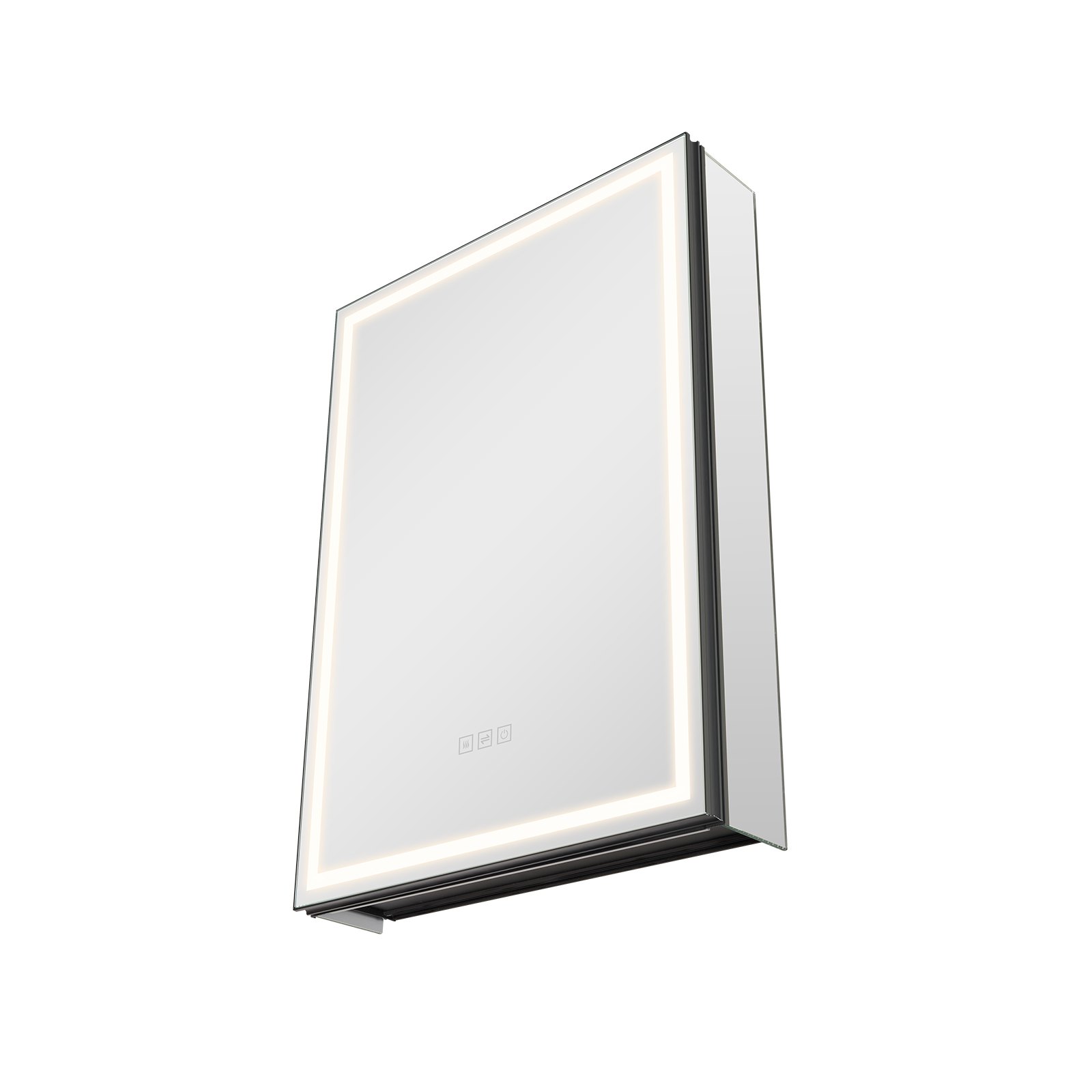 Szafka łazienkowa VEVOR z oświetleniem LED i lustrem (50 x 70 cm), wpuszczana lub montowana na ścianie, z 3-kolorową ściemnialną lampką, z oświetleniem podłogowym i regulowanymi półkami