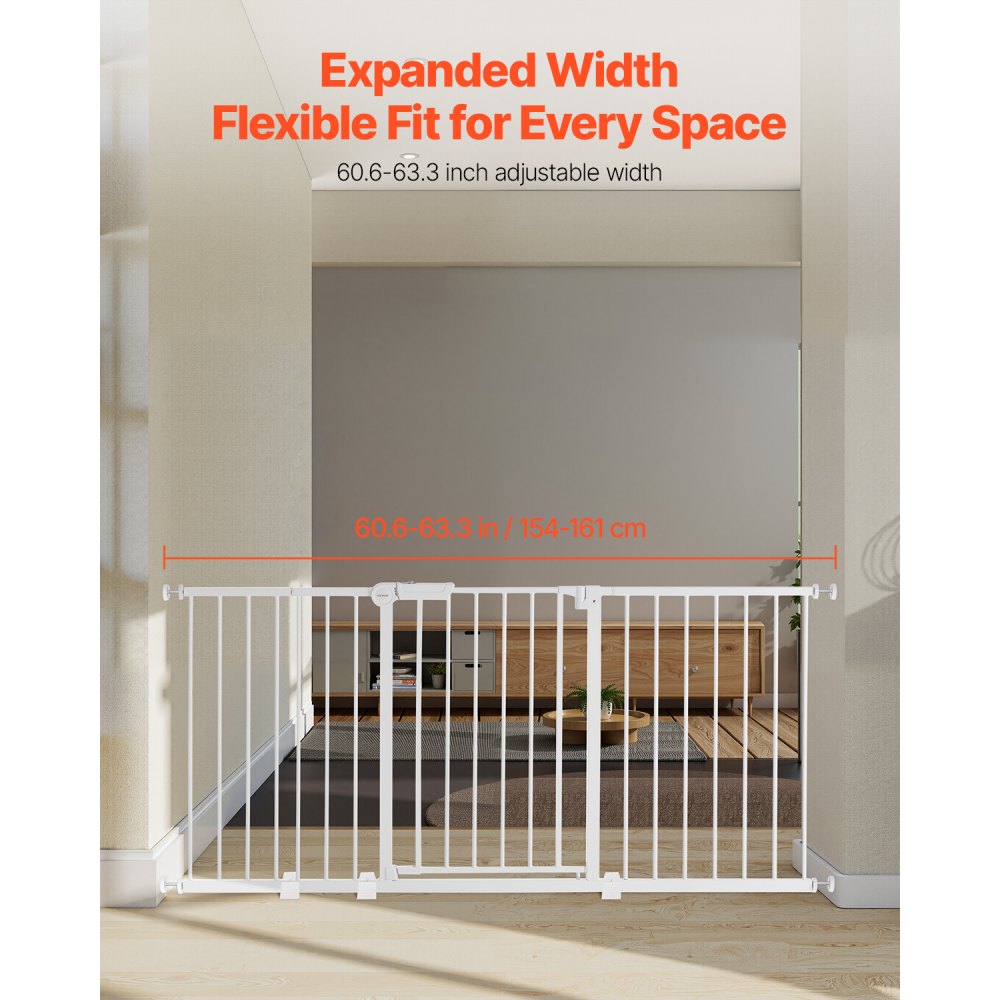 Bramka schodowa VEVOR Baby Gate z regulowaną szerokością (154-161 cm), bramka schodowa dla bezpieczeństwa dzieci i zwierząt, otwierana jedną ręką, do schodów i drzwi, czarna