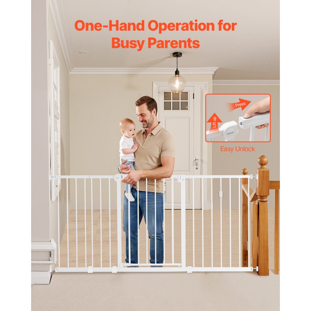 Bramka schodowa VEVOR Baby Gate z regulowaną szerokością (154-161 cm), bramka schodowa dla bezpieczeństwa dzieci i zwierząt, otwierana jedną ręką, do schodów i drzwi, czarna