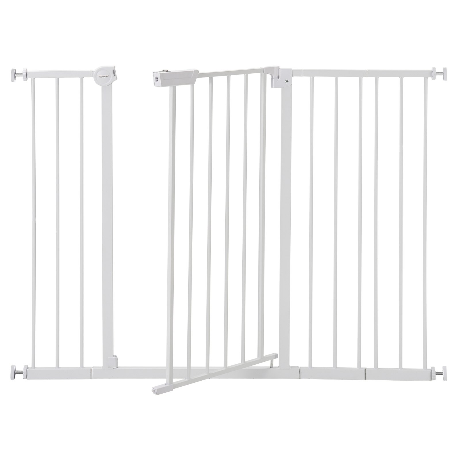Bramka schodowa VEVOR Baby Gate z regulowaną szerokością (65-121,9 cm), otwierana jedną ręką, do schodów i drzwi, biała