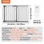 VEVOR Safety Gate, Barrier Gate, Stair Gate, 749-1229mm Width Range, Child Gate, Pet Gate, Stair Safety Gate, Swivels on Both Sides, 762mm Height, Black Baby Gate, No Drilling Required