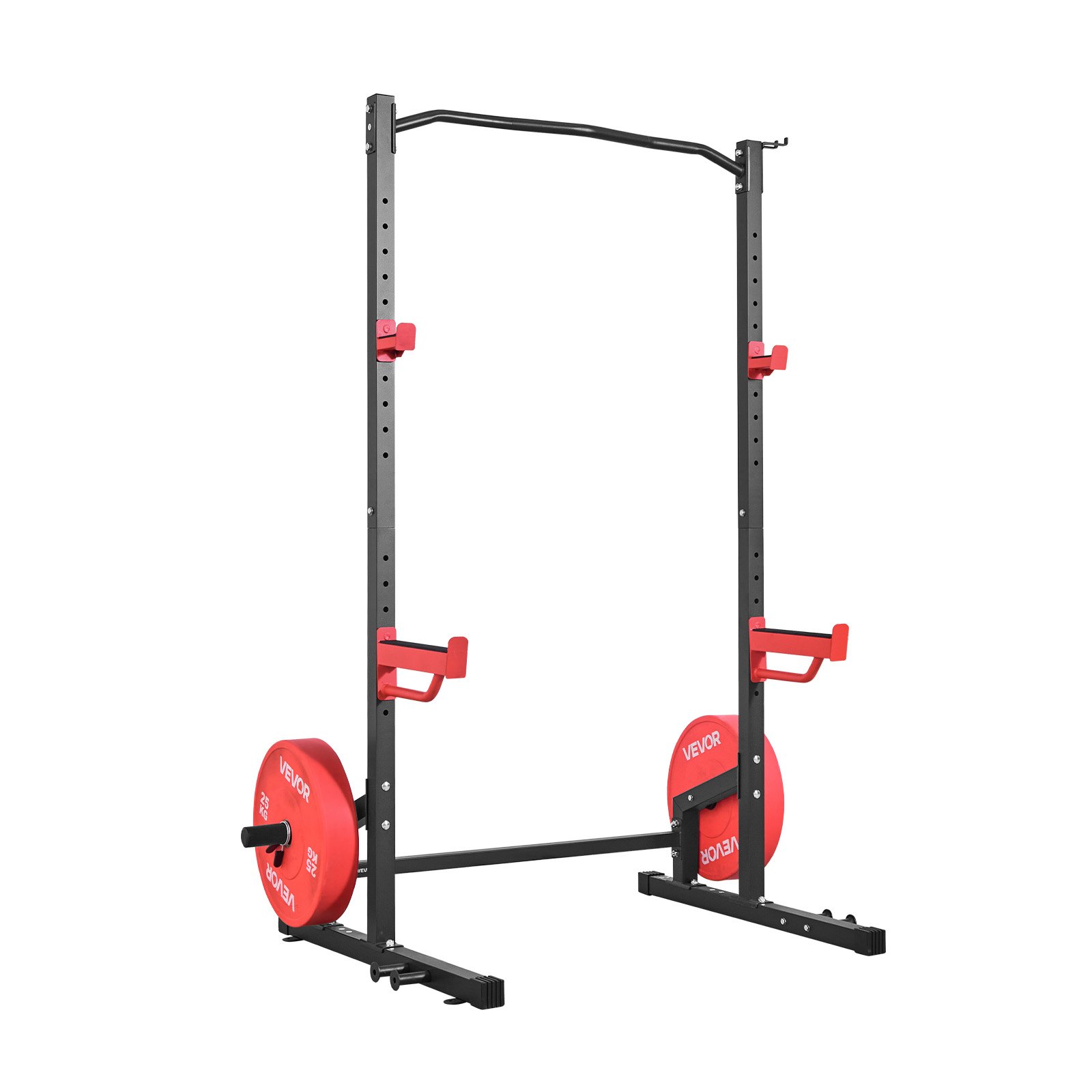 VEVOR Power Cage Squat Rack, Multifunctional Power Rack Home Gym, Strength Training Workout Equipment with 4 Band Pegs, Adjustable J-Hooks & Safety Bars for Barbell Squat Bench Press Pull-Up