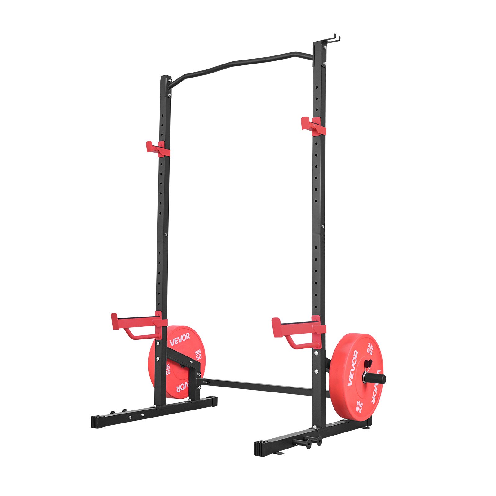 VEVOR Power Cage Squat Rack, udźwig 454 kg, wielofunkcyjny stojak do ćwiczeń siłowych w domu z 4 uchwytami na taśmę, regulowanym hakiem typu J i drążkami zabezpieczającymi do podciągania na sztandze