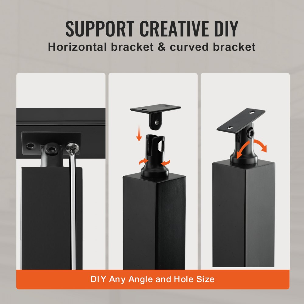 Słupek poręczy kablowej VEVOR, 106,7 x 4,97 x 4,97 cm, płaski słupek poręczy tarasowej ze stali nierdzewnej bez otworów, słupek poręczy kablowej ze stali nierdzewnej SUS304, słupek poręczy schodowej ze wspornikiem poziomym i zakrzywionym