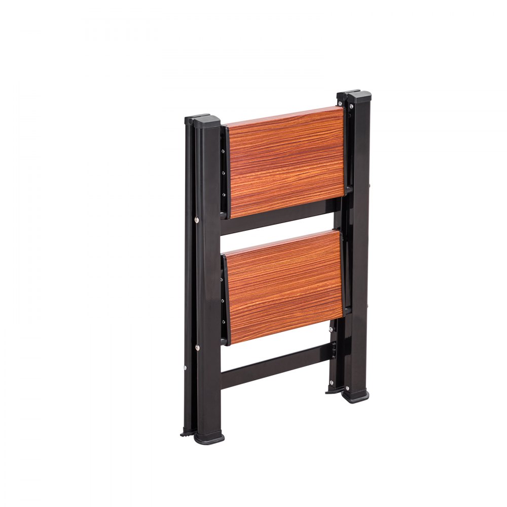 VEVOR 2 Step Ladder, Folding Step Stool with Wide Anti-Slip Pedal and Comfort Handgrip, Lightweight 150 kg Capacity Portable Aluminum Plant Support, Multi-Use for Adults, Home Repairing, Cleaning