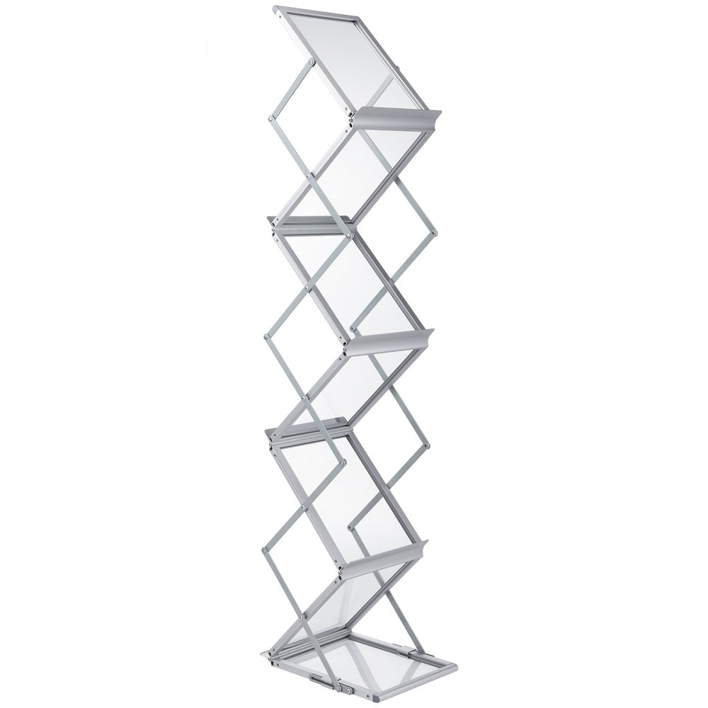'VEVOR Literature Stand, 6 Pockets, Pop-Up Aluminum Magazine Stand, Lightweight Catalog Holder, Stand with Carrying Bag for Living Room, Hotel, Trade Fair, Exhibition, Office'