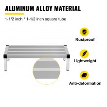 VEVOR Aluminiowy stojak do przechowywania 122x51 cm Komercyjna półka podłogowa 20 cm nad podłogą Pojemność 680 kg Aluminiowy stojak do przechowywania Komercyjne przechowywanie żywności w restauracjach Kuchnie Sklepy