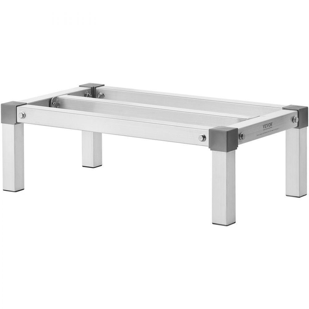 VEVOR Aluminiowy regał magazynowy, 24 x 14 cali, komercyjna półka podłogowa na żywność, 8 cali nad ziemią, nośność 1000 funtów, w pełni spawany aluminiowy regał magazynowy, do przechowywania w restauracjach, kuchniach, garażach i pojazdach